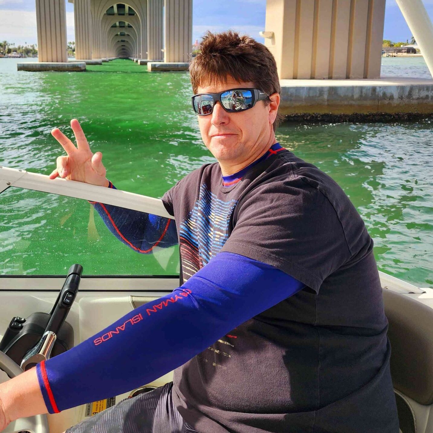 Captain Keith, USCG-licensed captain and former Navy diver, aboard a private boat charter in Clearwater Florida