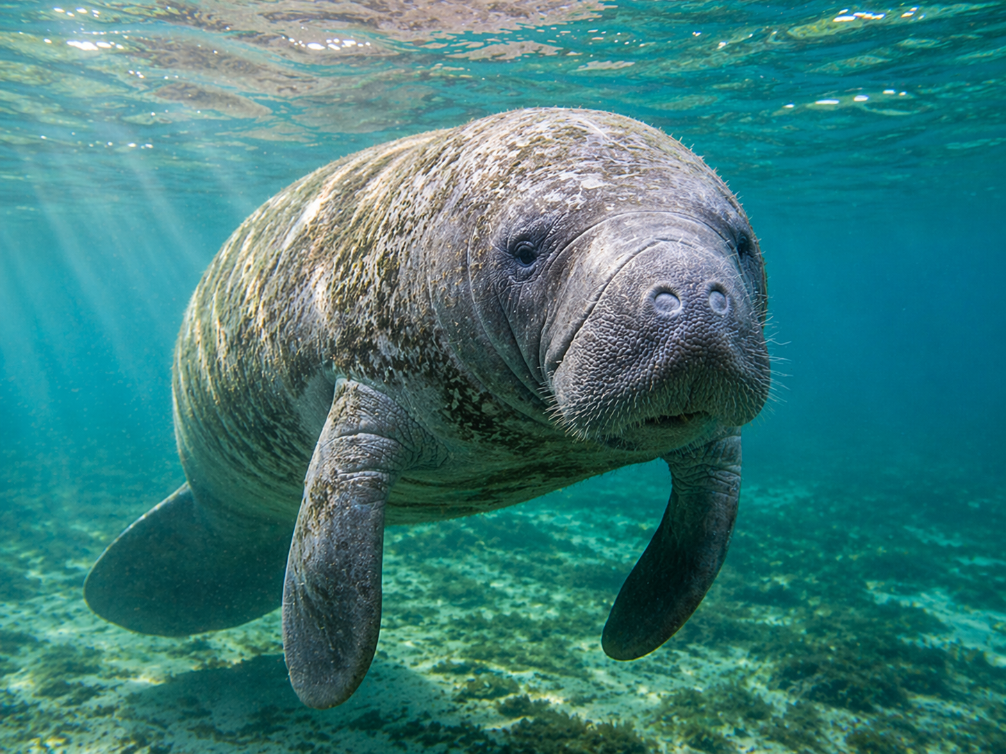 Manatee in warm inshore waters near St. Petersburg, Florida