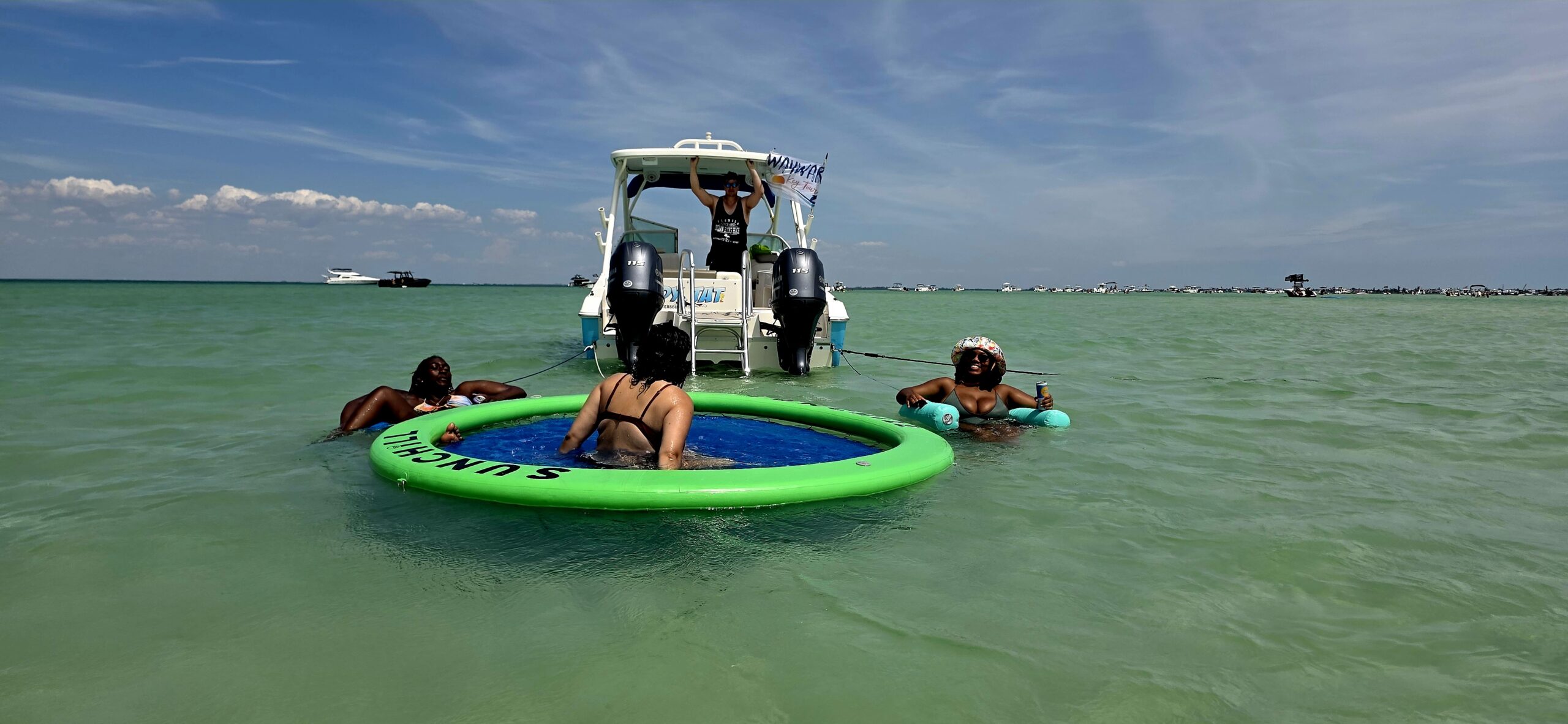 A private boat charter day on the water near St. Pete Beach, Florida