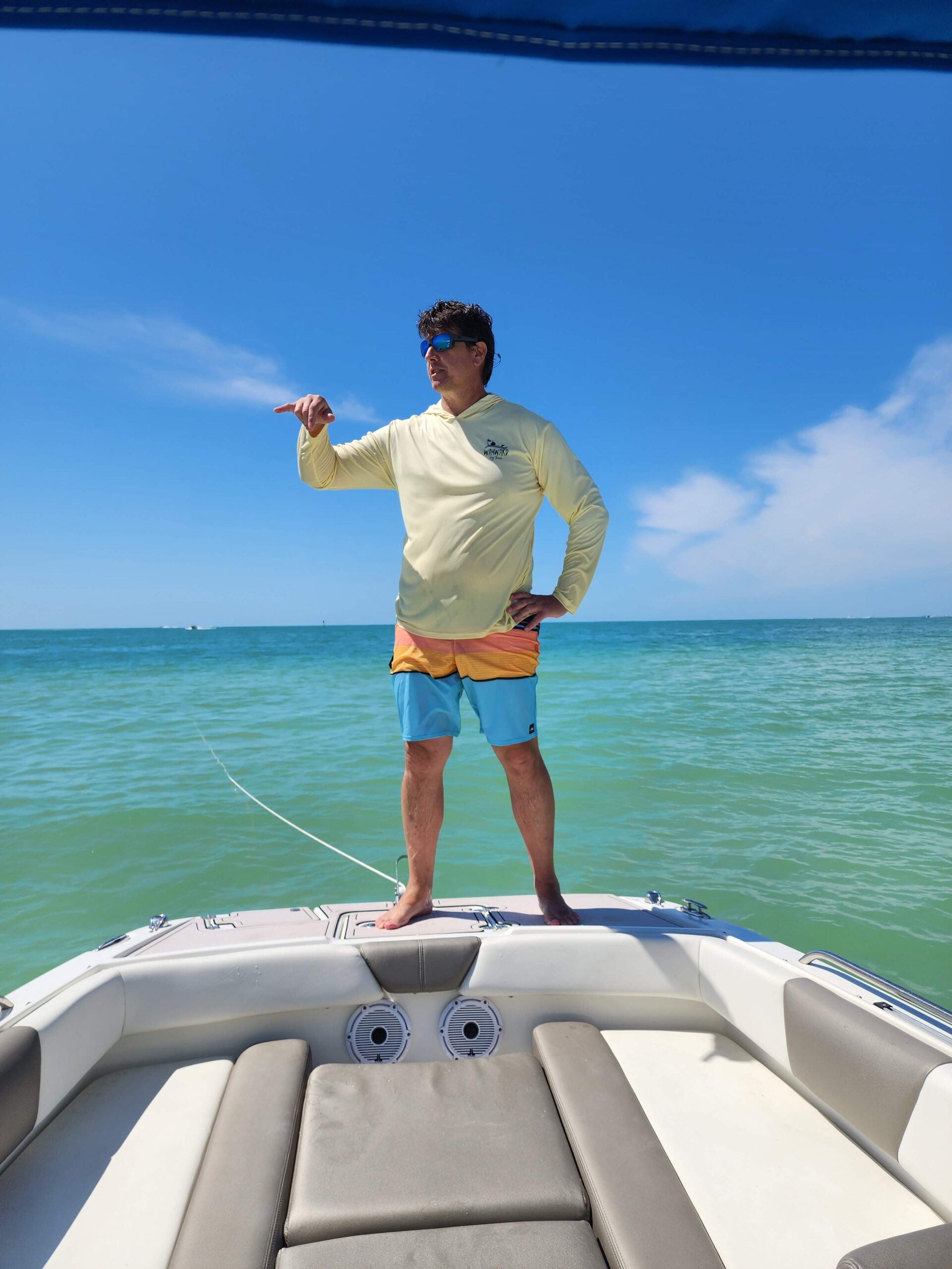 Captain Keith, USCG-licensed captain and former Navy diver, aboard a private boat charter in Clearwater Florida