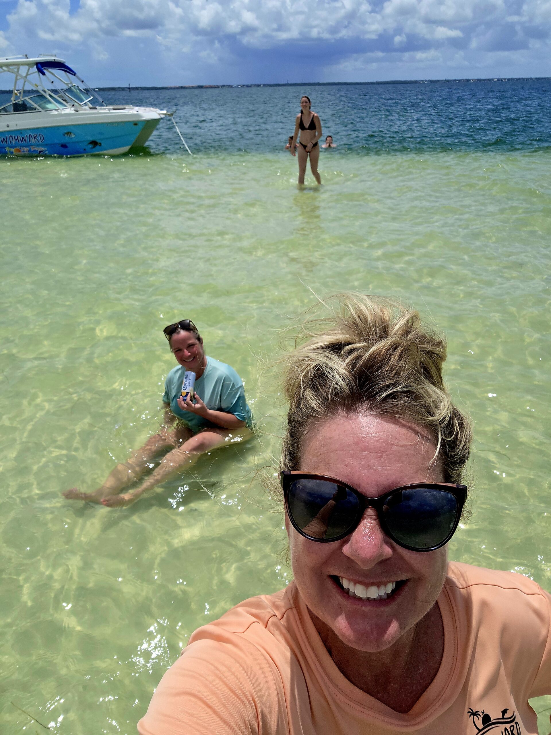 Shallow sandbars and clear turquoise water north of Honeymoon Island near Dunedin, Florida