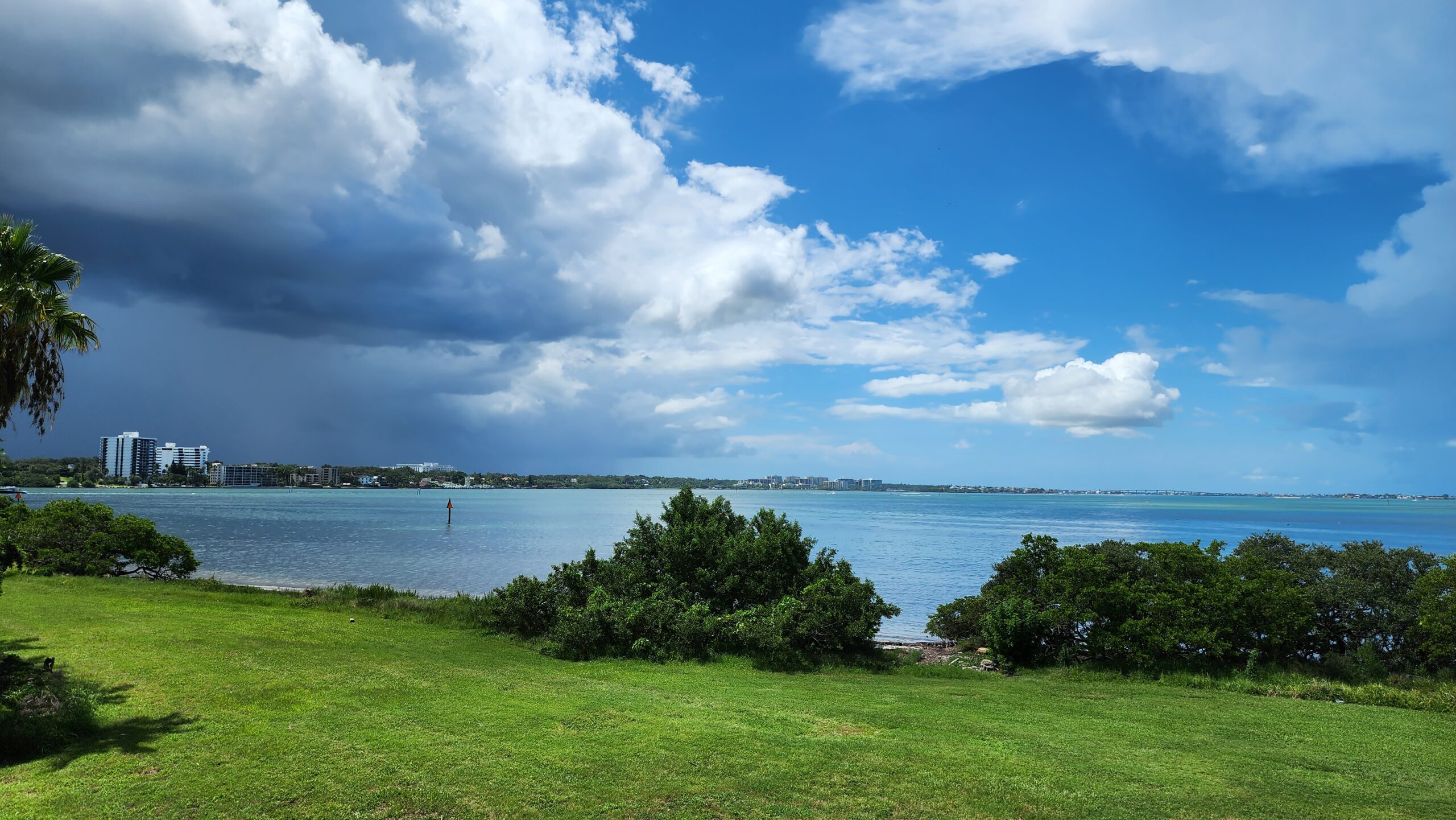 Rain over the water near Clearwater Florida